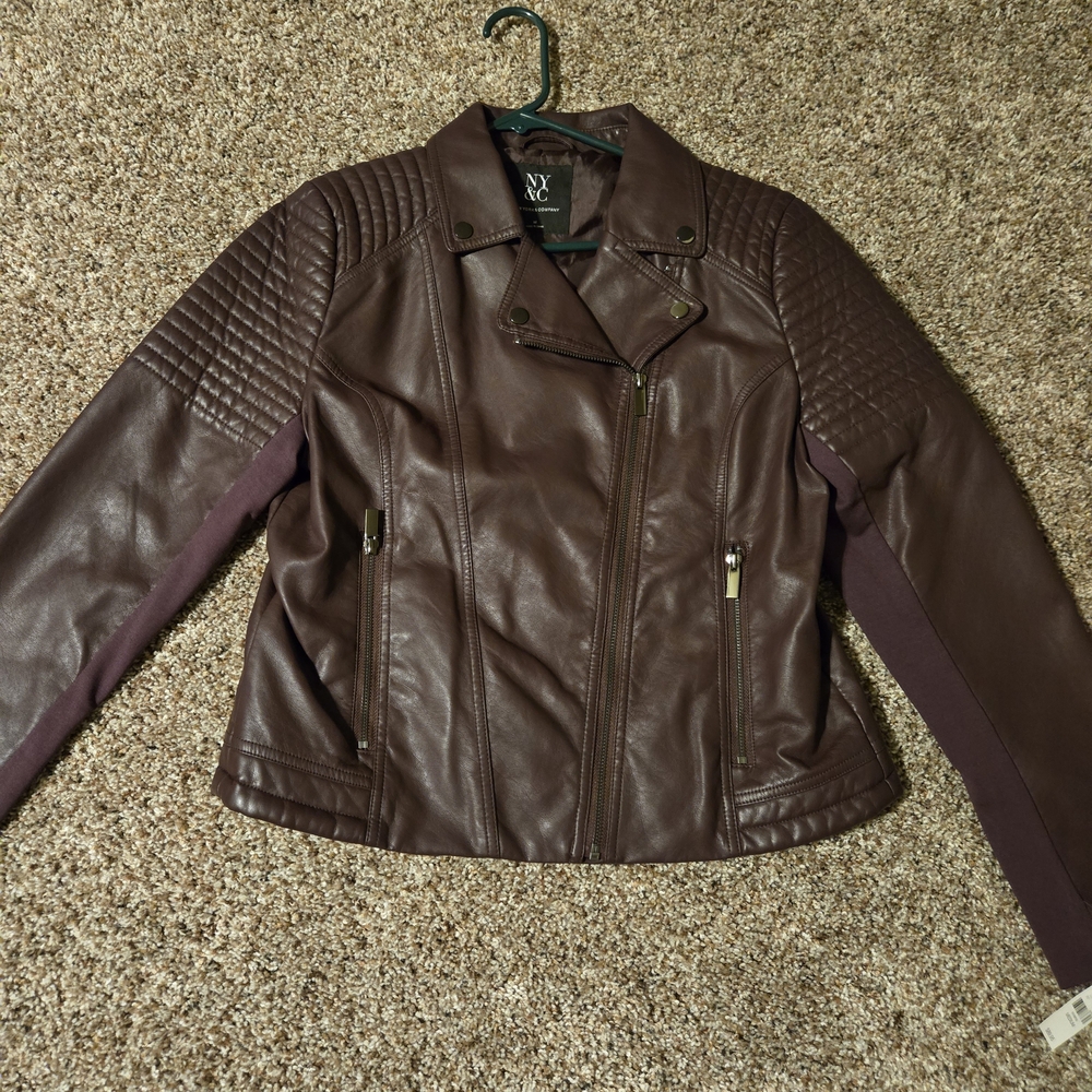 New York & Company Dark Purple Leather Jacket